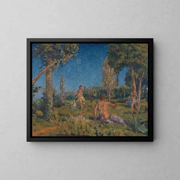van Artemis met een hond en twee metgezellen bij een bron - Ker Xavier Roussel — ingelijst kunstwerk aan de muur
