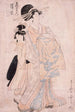 Courtisane Shinowara de Tsuruya kamuro Wakaba et Chieda - Kitagawa Utamaro — weergave van het kunstwerk