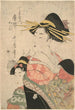 Portrait de beauté Karakoto au Chjiya - Kitagawa Utamaro — weergave van het kunstwerk