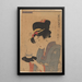 Vrouw die thee serveert in een café - Kitagawa Utamaro — ingelijst kunstwerk aan de muur