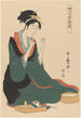 Vrouw met draad - Kitagawa Utamaro — weergave van het kunstwerk