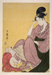 Kind wijst met vinger - Kitagawa Utamaro — weergave van het kunstwerk