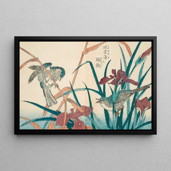 Kitao Shigemasa - Reed Warbler with Reeds and Iris.webp