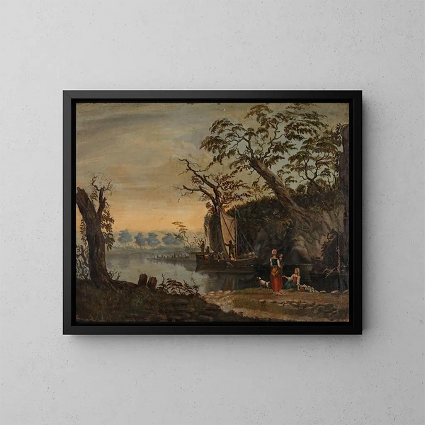 Landschap - Knud Baade — ingelijst kunstwerk aan de muur
