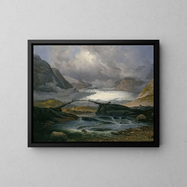 gletsjer Nigardsbreen in de vallei van Justedalen - Knud Baade — ingelijst kunstwerk aan de muur