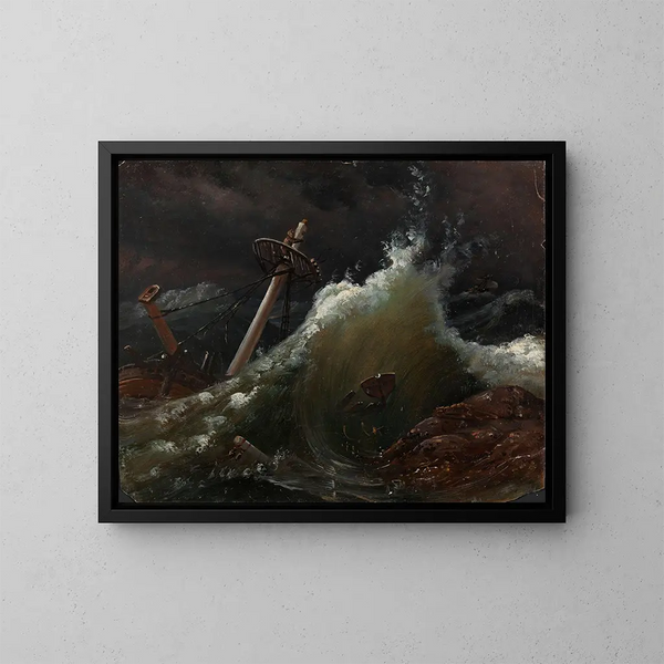 Scheepswrak - Knud Baade — ingelijst kunstwerk aan de muur