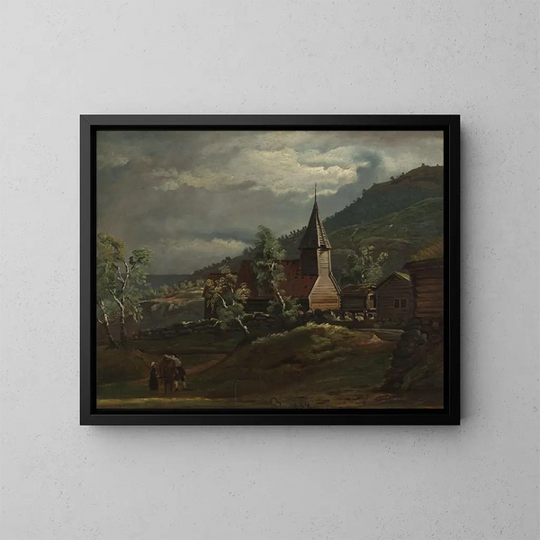 L'église de Gaupne à Sogn - Knud Baade — ingelijst kunstwerk aan de muur