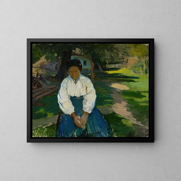 Vrouwelijke boer uit Oekraïense afkomst - Konrad Krzyżanowski — ingelijst kunstwerk aan de muur