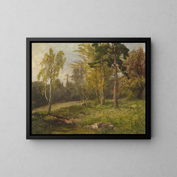 Boslandschap - Konrad Petrides — ingelijst kunstwerk aan de muur