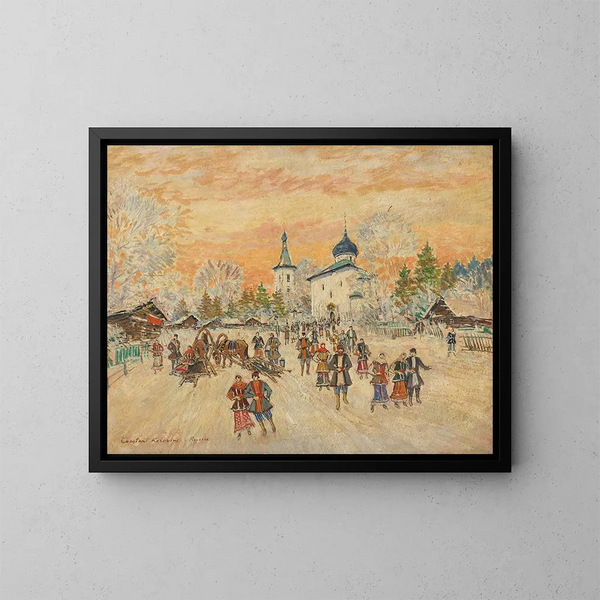 Na een feestelijke dienst - Konstantin Alexeïevitch Korovine — ingelijst kunstwerk aan de muur