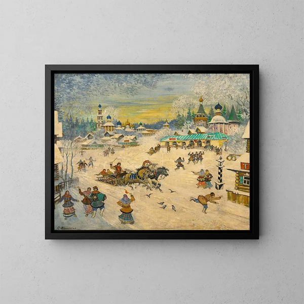 Plaats van het dorp - Konstantin Alexeïevitch Korovine — ingelijst kunstwerk aan de muur