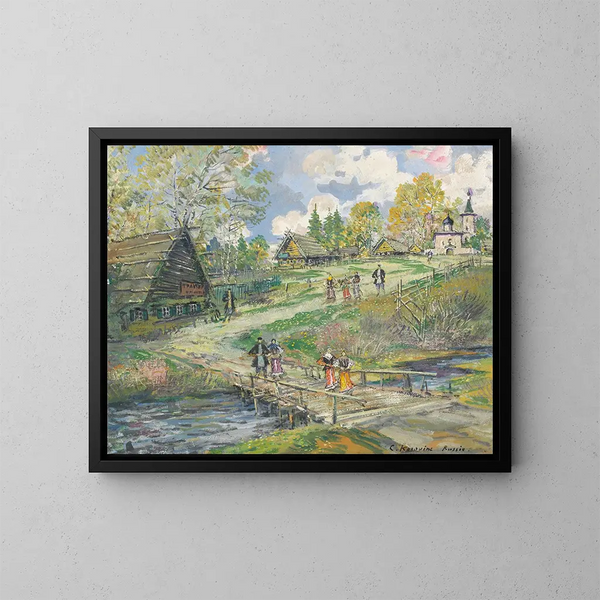 Dorpsgezicht - Konstantin Alexeïevitch Korovine — ingelijst kunstwerk aan de muur