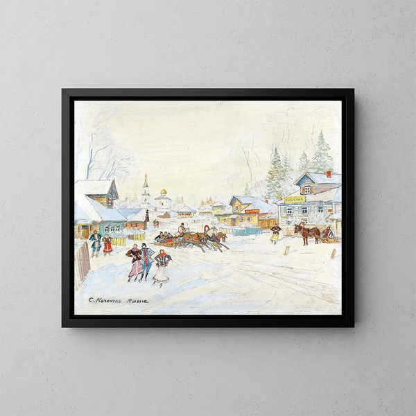 Landschapschilderij winter - Konstantin Alexeïevitch Korovine — ingelijst kunstwerk aan de muur