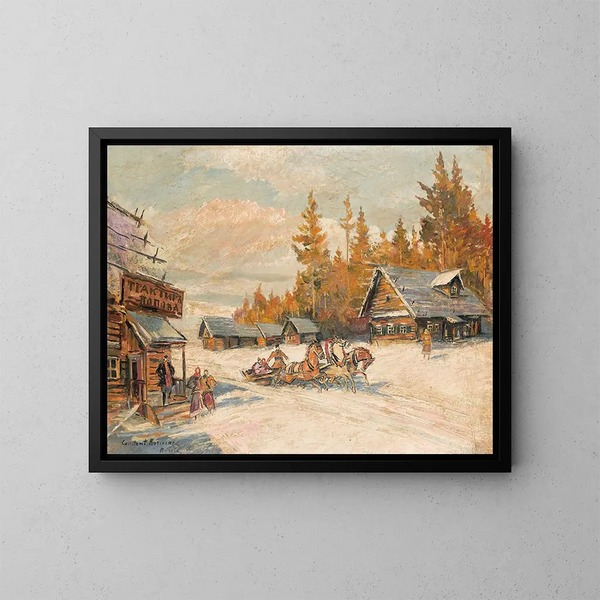Winter sleeptour - Konstantin Alexeïevitch Korovine — ingelijst kunstwerk aan de muur