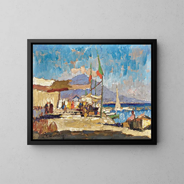 Vue de Naples - Konstantin Ivanovich Gorbatov — ingelijst kunstwerk aan de muur