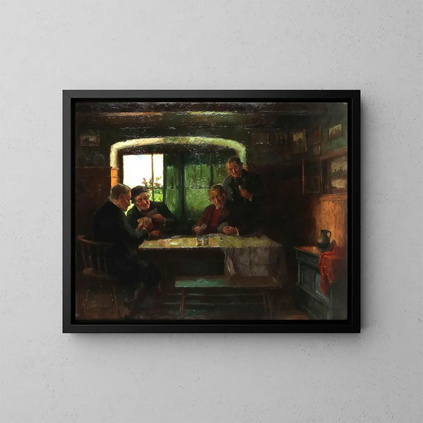 Het kaartspel van de boeren - Konstantin Stoitzner — ingelijst kunstwerk aan de muur