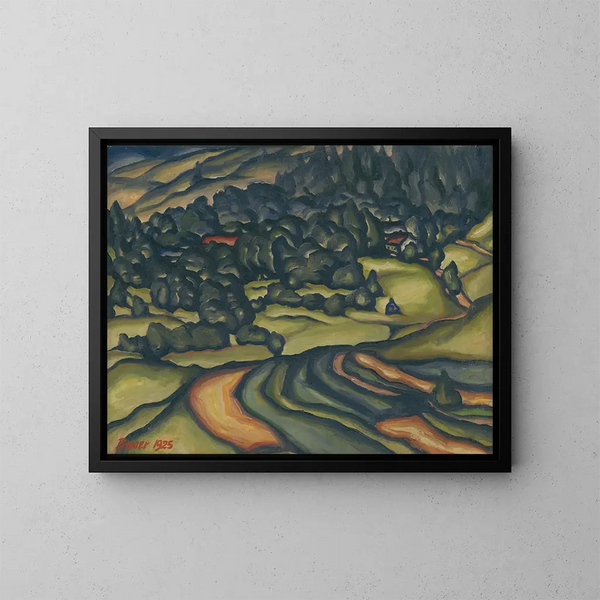 Landschapschilderij - Konstantin Bauer — ingelijst kunstwerk aan de muur
