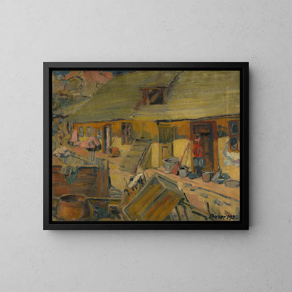 Landbouwershof - Konstantin Bauer — ingelijst kunstwerk aan de muur