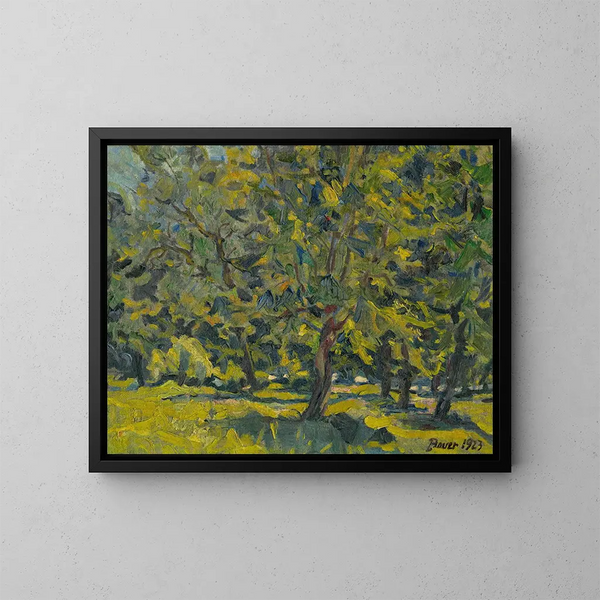 In het park - Konstantin Bauer — ingelijst kunstwerk aan de muur