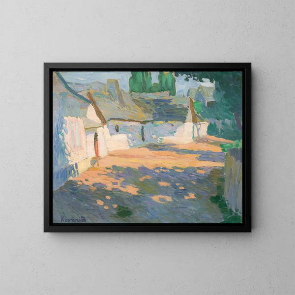 In de dorpsplein in de ochtend - Konstantin Korovin — ingelijst kunstwerk aan de muur