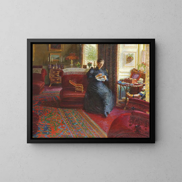 Portret van mevrouw Knudtzon - Kristian Zahrtmann — ingelijst kunstwerk aan de muur