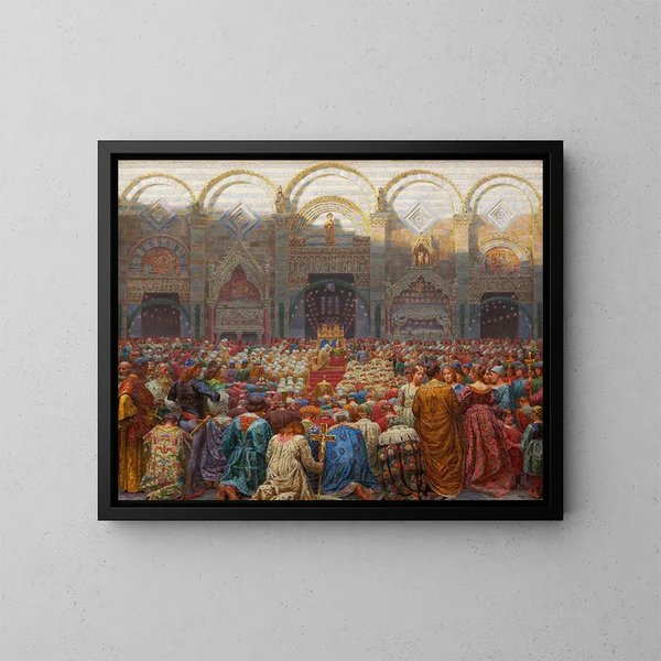 Het mysterieuze huwelijk in Pistoia - Kristian Zahrtmann — ingelijst kunstwerk aan de muur
