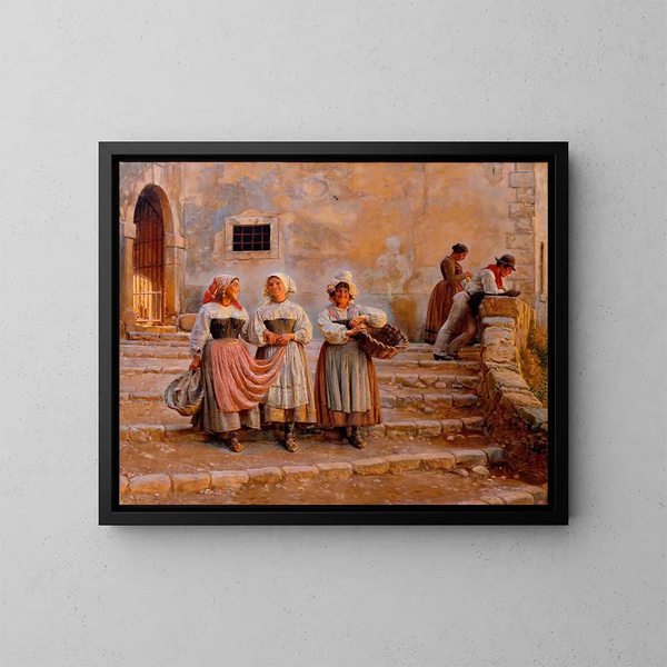 van Jeunes femmes transportant de la chaux à Civita d'Antino - Kristian Zahrtmann — ingelijst kunstwerk aan de muur