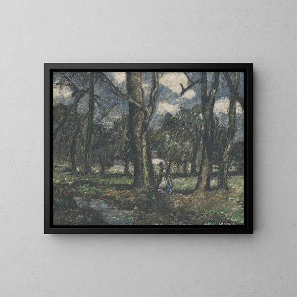 Landschap - Károly Kotász — ingelijst kunstwerk aan de muur