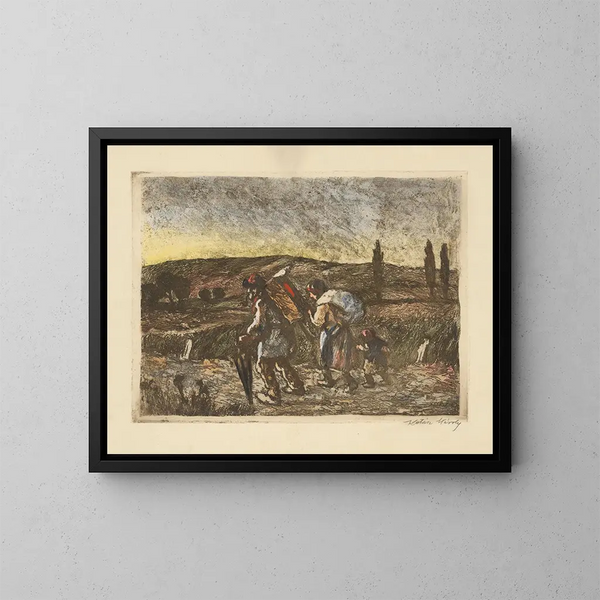 Terugkeer van de familie - Károly Kotász — ingelijst kunstwerk aan de muur