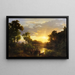 Italian landscape painting at sunset, fishermen - Károly Markó — framed artwork on a wall