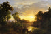 Italian landscape painting at sunset, fishermen - Károly Markó — artwork view