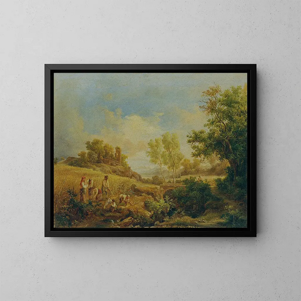 Landschap met hooioogst - Károly Markó — ingelijst kunstwerk aan de muur