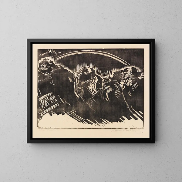 De vrijwilligers - Käthe Kollwitz — ingelijst kunstwerk aan de muur