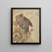 Eagle with a raised greenhouse on a rock near a rhododendron bush - Kubo Shunman — framed artwork on a wall
