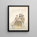 Fisherwoman with a basket and two boys - Kubo Shunman — framed artwork on a wall
