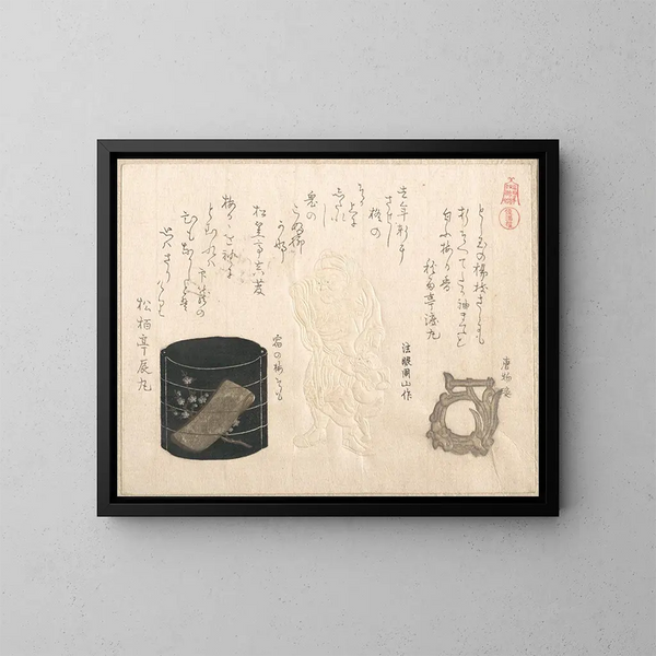 Inrō en netsuke - Kubo Shunman — ingelijst kunstwerk aan de muur