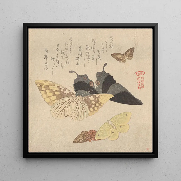 Schilderij Het Handboek voor het schilderen van de zwerm vlinders Guncho Gafu 4 - Kubo Shunman | Kunstdruk