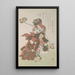 Twee dansers die een shakkymono kabuki-dans uitvoeren uit de album Surimono de la pluie de printemps Harusame surimonoj vol 3 - Kubo Shunman — ingelijst kunstwerk aan de muur