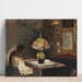Reproductie van het schilderij L'épouse de l'artiste Sigrid cousant à la lumière de la lampe - Laurits Andersen Ring