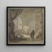 L interior of a house, at the window, two men and a woman in the foreground, a man seen from behind - Hendrik Meyer — framed artwork on a wall