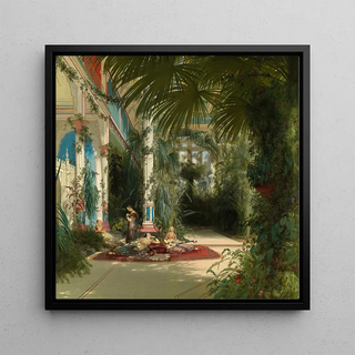 L'intérieur de la serre sur l'île aux paons près de Potsdam - Carl Blechen