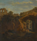 L interior of the Colosseum with figures resting under an arch - Jan Frans Van Bloemen — artwork view