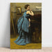 Reproductie van het schilderij La Dame en bleu van Jean-Baptiste-Camille Corot