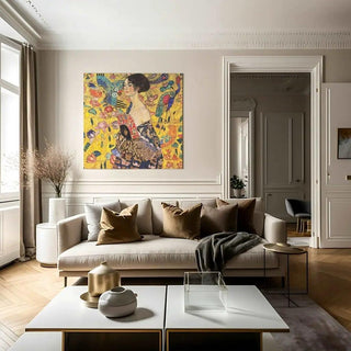 La Femme à l'éventail - Gustav Klimt | Reproduction Tableau Décoration murale affiche copie