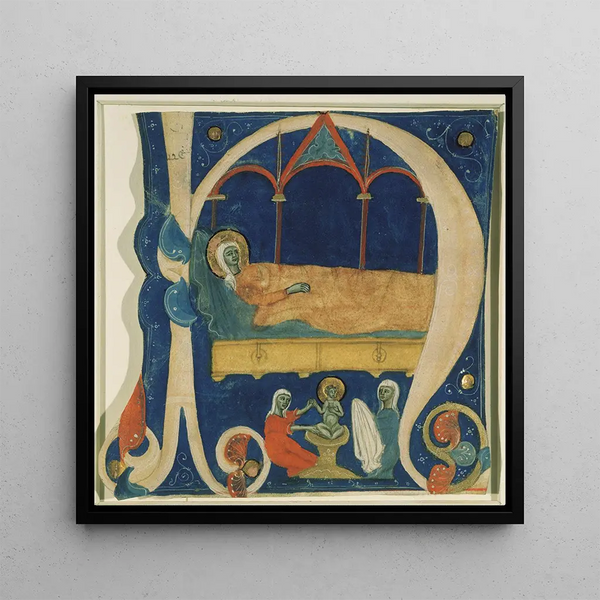 La Naissance de l'Enfant Christ et Marie allongée sur un lit - Anonyme