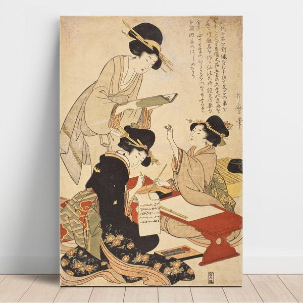 La leçon de calligraphie - Kitagawa Utamaro | Reproduction Tableau Décoration murale affiche copie