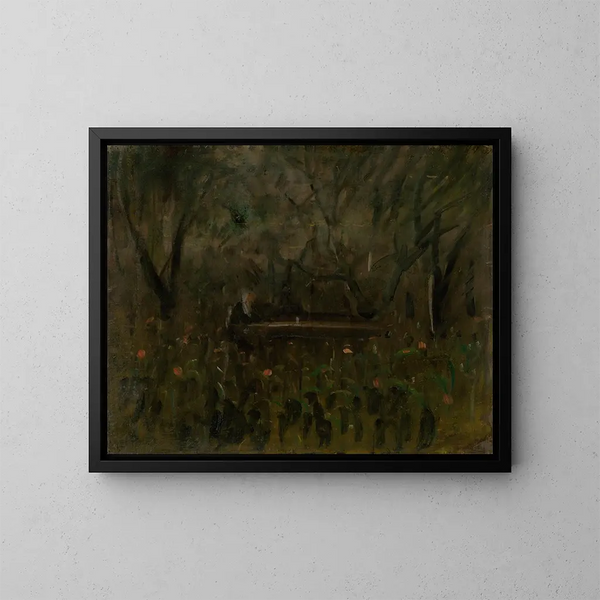 In de tuin aan de tafel - Ladislav Mednyánszky — ingelijst kunstwerk aan de muur