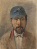 Portret van een soldaat met een blauwe pet - Ladislav Mednyánszky — weergave van het kunstwerk