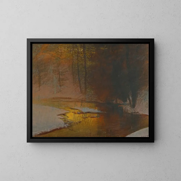 Rivière enneigée au coucher du soleil - Ladislav Mednyánszky — ingelijst kunstwerk aan de muur