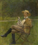 Study of a seated man with a dog - Ladislav Mednyánszky — artwork view